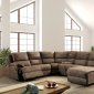 Amara Motion Sectional CM6589 in Brown Fabric-Like Leatherette