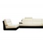 Cream Leather Modern Sectional Sofa and Chair Set