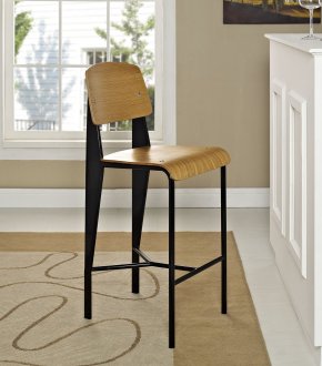 Cabin Counter Stool Set of 2 in Walnut/Black by Modway