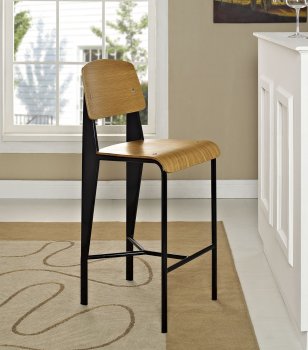 Cabin Counter Stool Set of 2 in Walnut/Black by Modway [MWBA-Cabin]