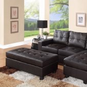 2514 Sectional Sofa Set in Dark Brown Bonded Leather Match PU