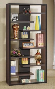 Cappuccino Color Finish Stylish Modern Book Shelves [CRBC-800265]