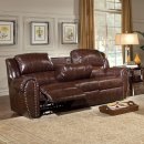 Cognac Brown Bonded Leather Sofa & Chair Set w/Reclining Seats