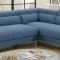 F6541 Sectional Sofa in Blue Fabric w/ Flip-Up Headrests by Boss