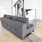 Ifelt Dark Grey Fabric Modern Sofa Bed w/Chromed Steel Legs