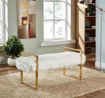 Chloe 110Fur White Plush Faux Fur Bench by Meridian [MRBN-110Fur-Chloe]