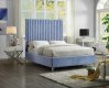 Candace Upholstered Bed in Sky Blue Velvet Fabric by Meridian