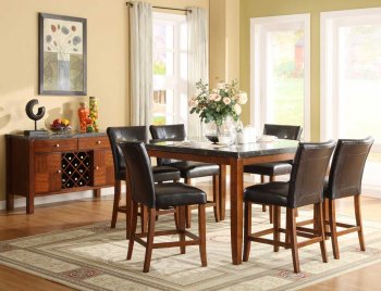 Cherry Classic Counter Height Dining Table w/Faux Marble Top [HEDS-735MD-36]