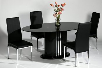 Black Modern Oval Dinette Table w/Optional Chairs [CYDS-GLORIA-DT]