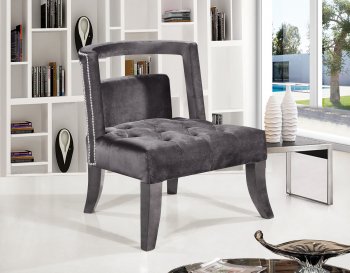 Tribeca Accent Chair 546 in Grey Velvet by Meridian [MRCC-546Grey-Tribeca]