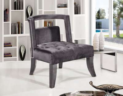 Tribeca Accent Chair 546 in Grey Velvet by Meridian