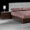 Brown Finish Modern Bedroom w/Polyester Headboard Platform Bed