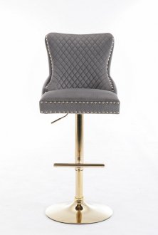 Leo Gold Barstool Set of 2 in Gray Fabric