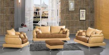 Two-Tone Camel & Brown Leather 4PC Sofa Set [VGS-2222]