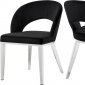 Roberto Dining Chair 764 Set of 2 Black Velvet Fabric - Meridian