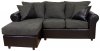 Sage Fabric & Black Bicast Contemporary Sectional Sofa