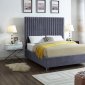 Candace Upholstered Bed in Grey Velvet Fabric by Meridian