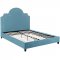 Primrose Upholstered Platform Queen Bed in Sea Blue Velvet by Mo