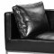 Black Bycast Leather Contemporary Bench with Metal Base