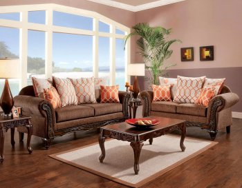 Bechet Sofa SM7625 in Brown Fabric w/Options [FAS-SM7625-Bechet]