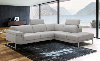 Athena Sectional Sofa in Light Grey Leather by J&M w/Options [JMSS-Athena Light Grey]