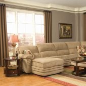 Beige Microfiber Cozy Sectional W/Reclining Chaise