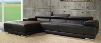 Melody Sectional Sofa in Black Leather by Whiteline Imports [WLSS-Melody Black]