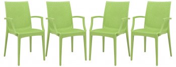 Weave Set of 4 Indoor/Outdoor Chairs MCA19G - Green - LeisureMod [LMDC-MCA19G-Weave Green]