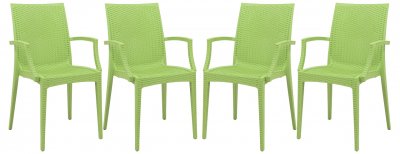 Weave Set of 4 Indoor/Outdoor Chairs MCA19G - Green - LeisureMod