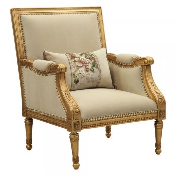 Daesha Accent Chair 50838 in Beige Fabric & Antique Gold by Acme [AMAC-50838 Daesha]