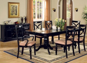 Black Finish Traditional Dining Room W/Double Pedestal Base [CRDS-28-101311]