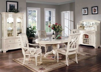 White Finish Traditional 5Pc Dining Set w/Options [YTDS-BA3170-Bayle]