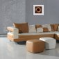 Beige and Camel Leather Tufted Modern Sectional Sofa