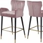 Luxe Counter Stool 792 Set of 2 Pink Velvet Fabric by Meridian