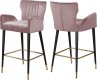 Luxe Counter Stool 792 Set of 2 Pink Velvet Fabric by Meridian