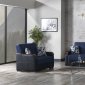 Carlton Sofa Bed & Loveseat Set in Blue Fabric w/Options