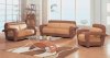 Brown and Beige Two-Tone Leather Living Room Set