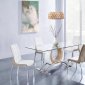 D4202DT Dining Table White & Light Oak by Global w/Glass Top