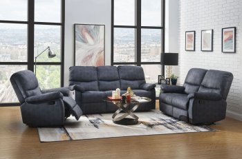 Saul II Reclining Sofa 53980 in Blue Denim by Acme w/Options [AMS-53980-Saul II]