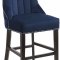 Oxford Counter Stool 722 Set of 2 Navy Velvet Fabric - Meridian