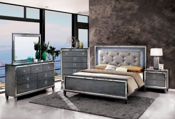 Clover Bedroom CM7971 w/Upholstered Headboard in Gray w/Options [FABS-CM7971-Clover]