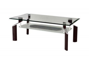 Dark Cappuccino Finish Modern Coffee Table w/Glass Top [IKCT-2102]