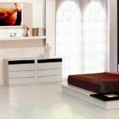 Black and White Gloss Finish Contemporary Bedroom Set