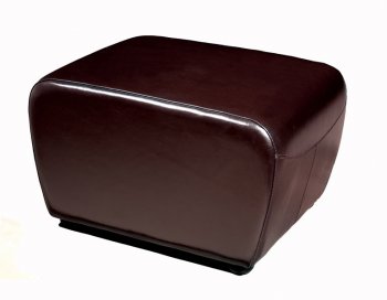 Brown Color Contemporary Leather Ottoman With Wooden Base [WIO-Y-051]