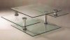 8052 Clear Glass Motion Cocktail Table 3Pc Set by Chintaly