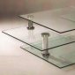 8052 Clear Glass Motion Cocktail Table 3Pc Set by Chintaly