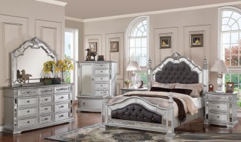 Pamela Traditional 5Pc Bedroom Set in Silver [ADBS-Pamela]