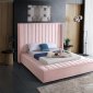 Kiki Upholstered Bed in Pink Velvet Fabric by Meridian