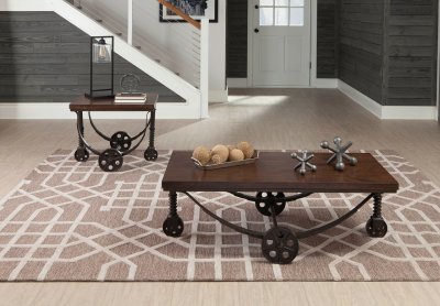 704978 Coffee Table 3Pc Set in Chestnut by Coaster