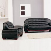 7174 3Pc Sofa Set in Black Bonded Leather by VIG